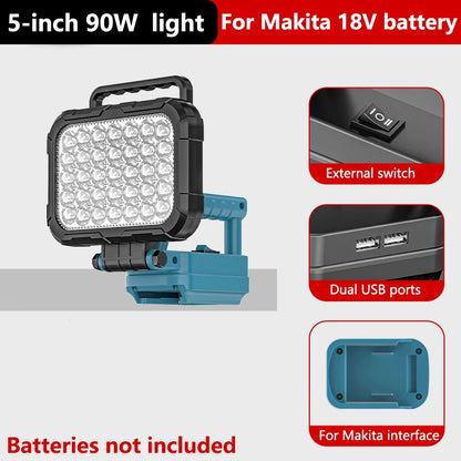 Work Light for Makita 18V Battery,Battery Light for Makita 18v Tools Portable Outdoors Flood Lighting