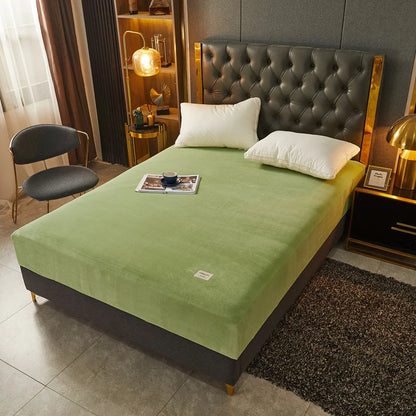 Soft Warm Thick Velvet Fitted Sheet High Quality Non Slip Mattress Cover Adjustable Protector Soft Bed Sheet with Elastic