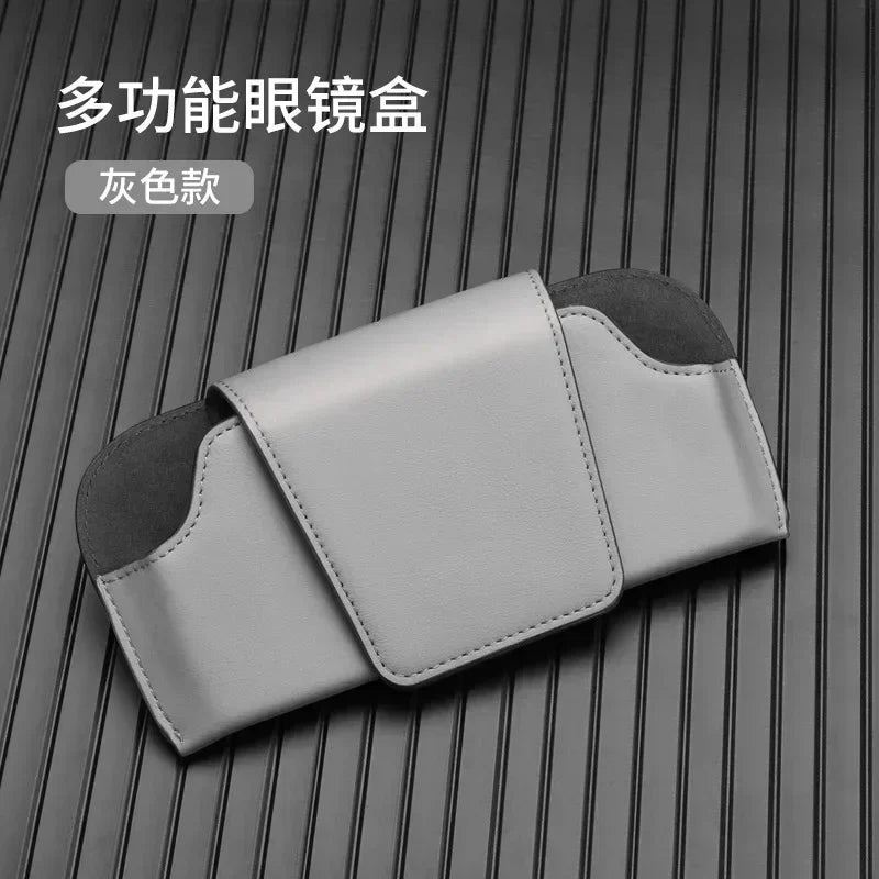 Cowhide Sun Visor Glasses Holder Premium Leather Wear-Resistant Sunglasses Protective Box Auto Eyeglasses Storage Case