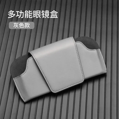 Cowhide Sun Visor Glasses Holder Premium Leather Wear-Resistant Sunglasses Protective Box Auto Eyeglasses Storage Case
