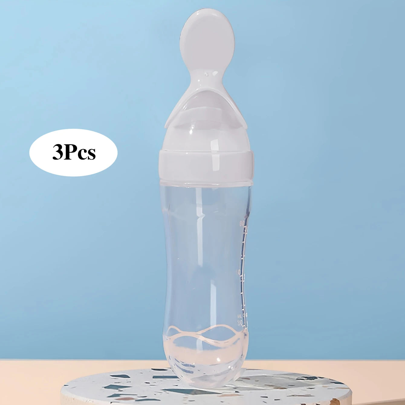 90ml/3oz Baby Silicone Spoon Feeder,Rice Paste Silicone Bottle,Squeeze Food Feeder for Infant-Perfect for Outside and Home