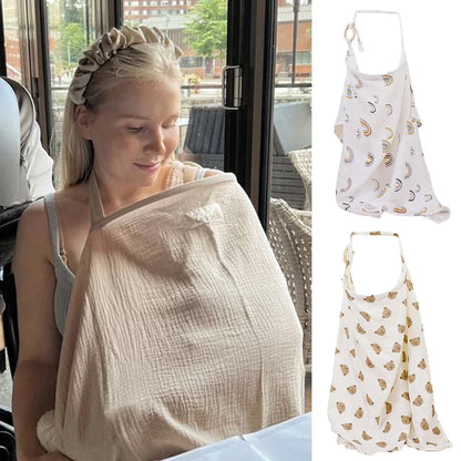 Baby Breastfeeding Cover Cotton Baby Feeding Nursing Cover Adjustable Privacy Breastfeeding Apron Soft Gauze Stroller Blankets
