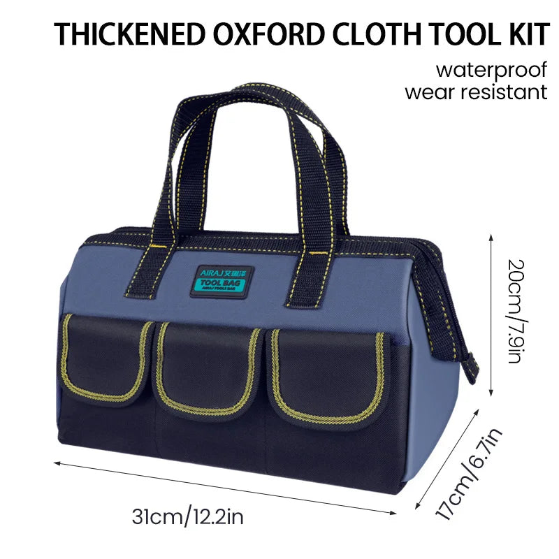 Tool Bag for Men with Waterproof Hard Bottom, Heavy Duty Tool Bag Wide Mouth Tote for Various Instrument, Electrician Carpenter Mechanic