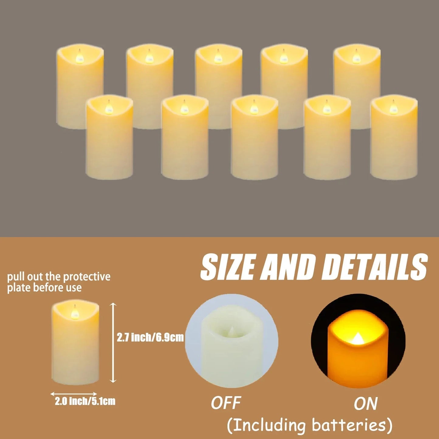 10-240pcs Battery Operated Flickering LED Pillar Candles with Remote and Timers Fake Flameless Candle for Wedding/Holiday Decor