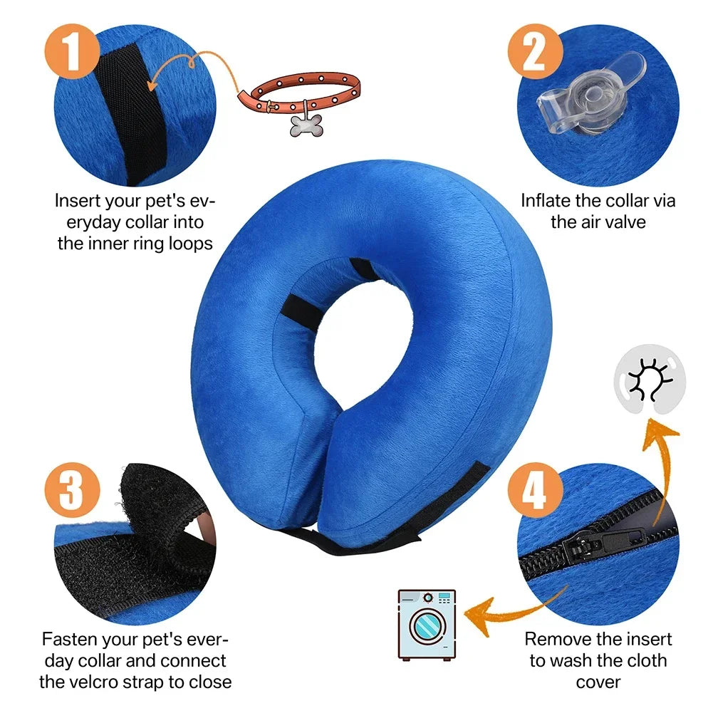 IEUUMLER Inflatable Recovery Dog Collar, Protective Donut Cone, Adjustable Soft Collar for Dog and Cat After Surgery Prevent from Biting & Scratching ( Size ,S/M/L) )