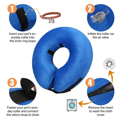 IEUUMLER Inflatable Recovery Dog Collar, Protective Donut Cone, Adjustable Soft Collar for Dog and Cat After Surgery Prevent from Biting & Scratching ( Size ,S/M/L) )