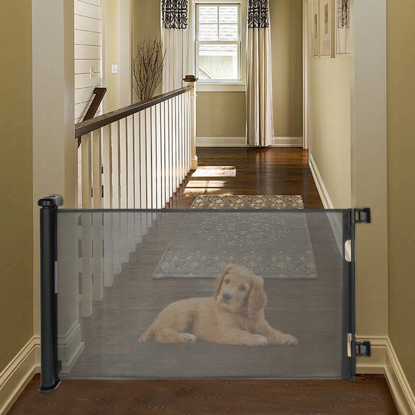 Adjustable Temperature Pet Gate Retractable Baby Gate Pet Gate for Stairs, Corridors, Bedrooms