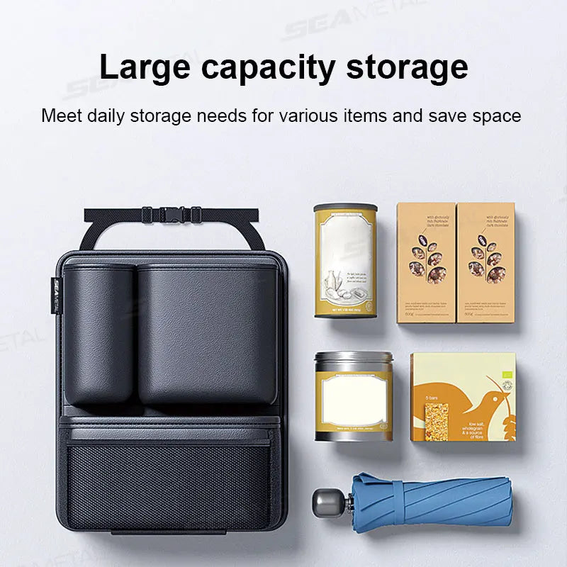 SEAMETAL Leatherette Car Trunk Organizer Large Capacity Seat Back Storage Bag with 4 Pockets Multifunction Use for Car Trunk SUV