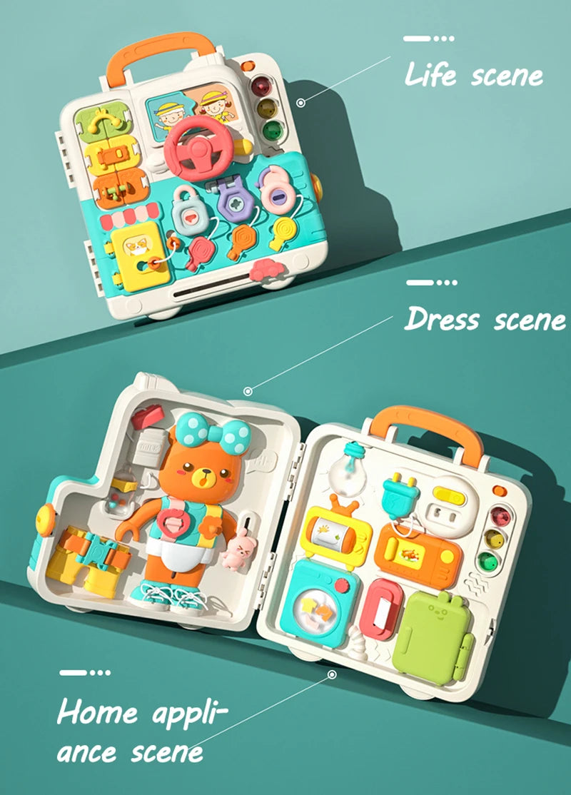 Baby Busy House Sensorial Montessori Toys 3D Busy Board Music Light Switch Fine Motor Training Games Educational Toys For Kids