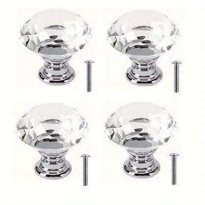 Passage Glass Door Knobs Interior, 16Pcs Diamond Furniture Door Knobs Crystal Glass Pot Cover Handles Cabinet Pull Decorative for Dresser Cupboard Wardrobe