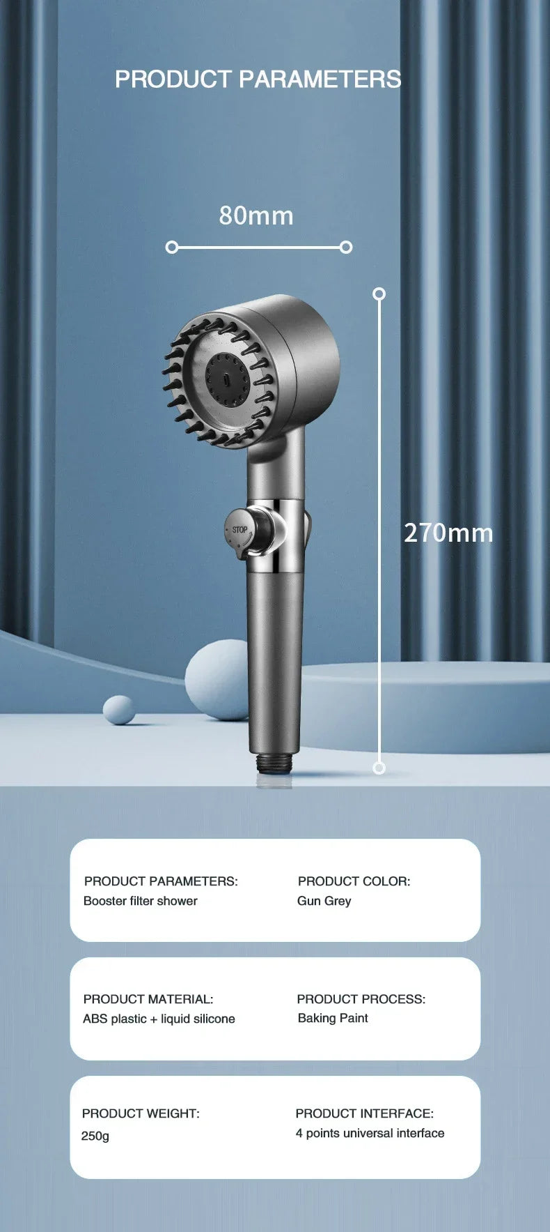 Filtered Shower Head with Handheld, High Pressurized Filter Shower Head 3-mode Adjustable Spray with Massage Brush Rain Faucet Bathroom Accessories