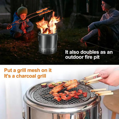 Stainless Steel Wrap-around Grill Charcoal Grill Smokeless Grill Cooking Grate Portable Camping Oven Household Barbecue Tools