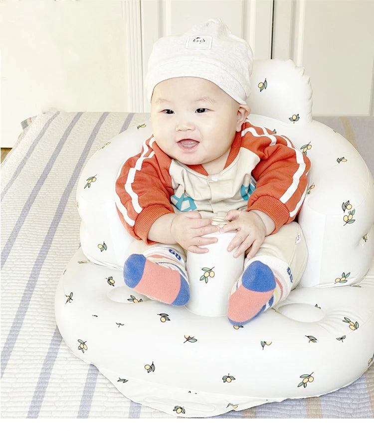 Upgraded Inflatable Baby Seat with Safety Guardrails, Thicker Sit Me Up Floor Seat for Baby Chair Sit Me Up, Blow Up Baby Chair Built in Air Pump for Babies 3-36 mth