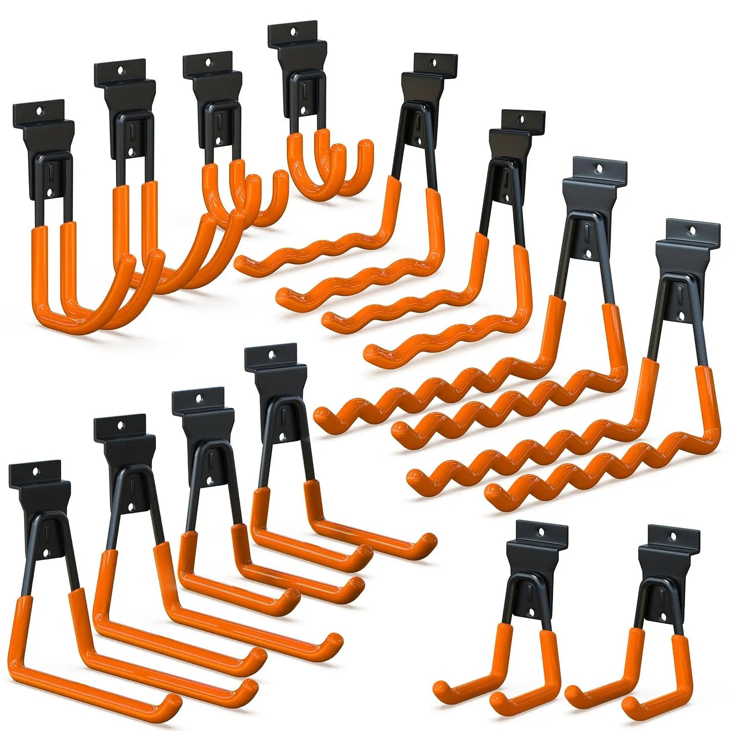 18 Pcs Garage Hooks Heavy Duty - Garage Storage and Organization Ladder Hooks with Non Slip PVC Coating for Hanging Bike，Ladder，Garden Tools，Hose