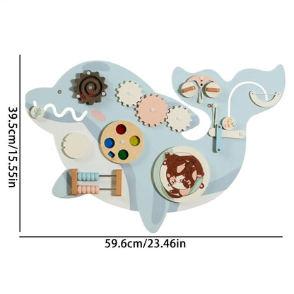 11-in-1 Kids Wall Busy Panels Wooden Sensory Board Montessori Sensory Learning Activity Center for Children Playroom Toys
