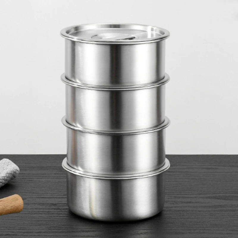 Stainless Steel Steamed Egg Bowl Ramen Rice Fruit Salad Stew Bowls With Lids Soup Cup Food Container Kitchen Tableware Supplies