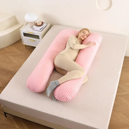 Removable washable pillow soft care pillow side sleep U-shaped pregnant women pillow solid color memory foam waist pillow