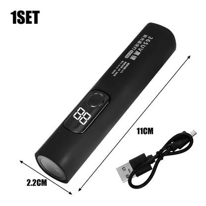 Blacklight Flashlight ,  365nm Purple Light Lamp BlackLight Banknote Detection USB Charging Flashlight Curing Colloidal Pet Moss Cat Stains Detector