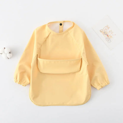 1pcs Solid Color Painting Smock Baby's Soft Waterproof Long Sleeve Art Smock Feeding Bib Apron for Kids Accessories