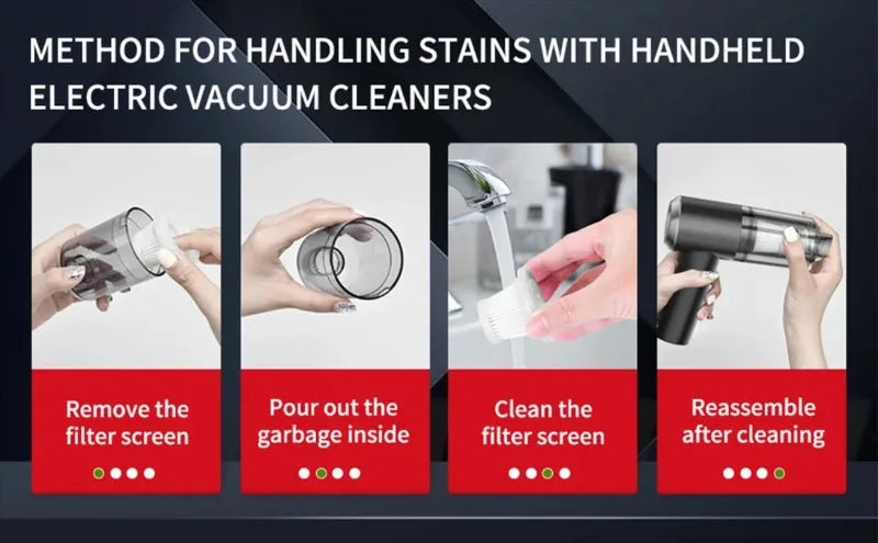 3-in-1 Vacuum Cleaner USB Charging Portable Suction And Blowing Function for Small Car And Household Use