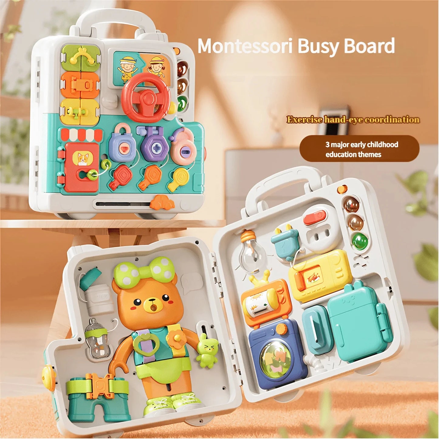 63 in 1 Baby Sensory Busy Board Montessori Toy Music Light Switch Multi functional Baby Sensory Early Education Learning Tool