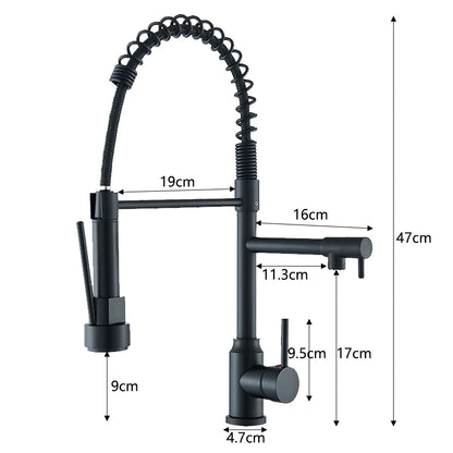 Kitchen Faucet with Pull Down Sprayer, Commercial Single Handle Stainless Steel Kitchen Faucets with Deck Plate