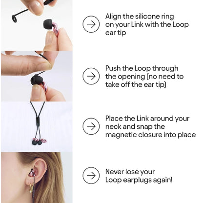 Loop Official Connector Cord Earplugs - Magnetic Tug-Resistant Safety CordEarplug Lanyard, Magnetic Connector Cord Compatible with Loop Earplugs Quiet/Engage/Experience, Storing Case Included