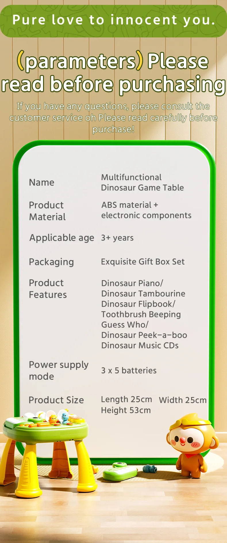 Montessori Educational Activity Table Toy for Babies, Sensory Learning with Lights Music Sound, Early Development Toys for Kids