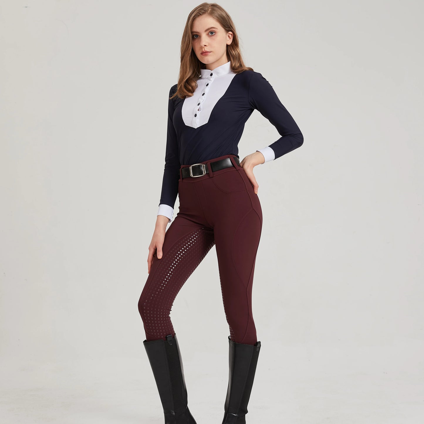 Professional equestrian pants full silicone quick-dry elastic tight equestrian sports pants anti-slip riding pants thick wear-re