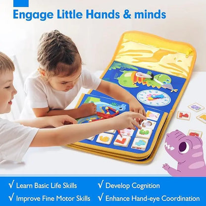 Toddler Busy Board Montessori Toys Learning Educational Activities Travel Toy Dinosaur Dress up Sensory Life Skill Backpack