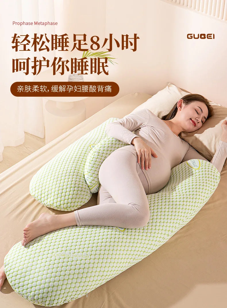 U-Shaped Pregnancy Pillow for Side Sleeping Maternity Body Pillow with Back & Belly Support Cooling Summer Sleep Comfort