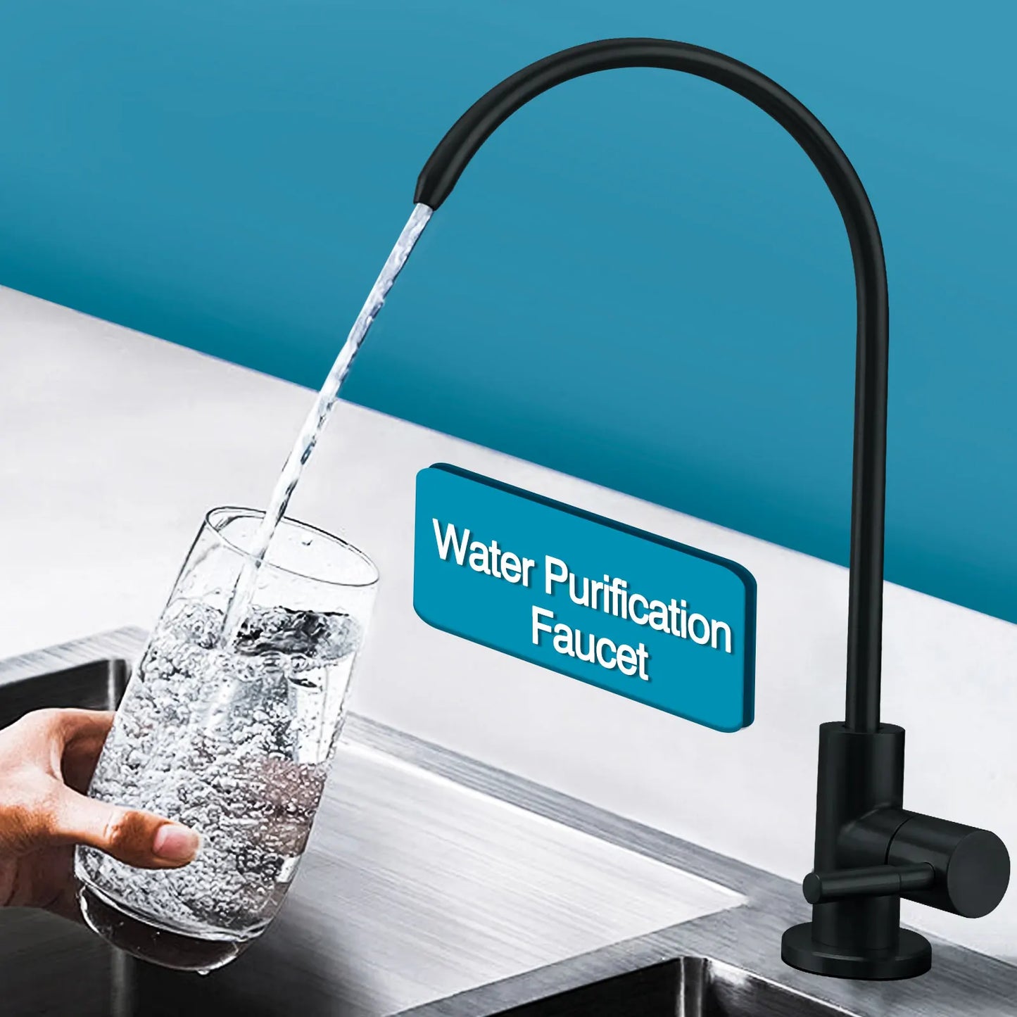 Water Filter Faucet Drinking Water Beverage Faucet 1/4"Kitchen Faucet Water Purifier Tap Drinking Tap Single Cold Water Sink Faucet Stainless Steel Filter Clean Water Faucet