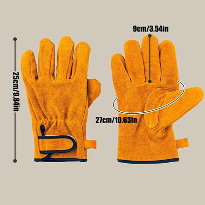 Heat Resistant Cowhide Welding Gloves Leather Reinforced Safety Work Gloves for Men Women Fireplace Stove BBQ Gear Driver Gloves