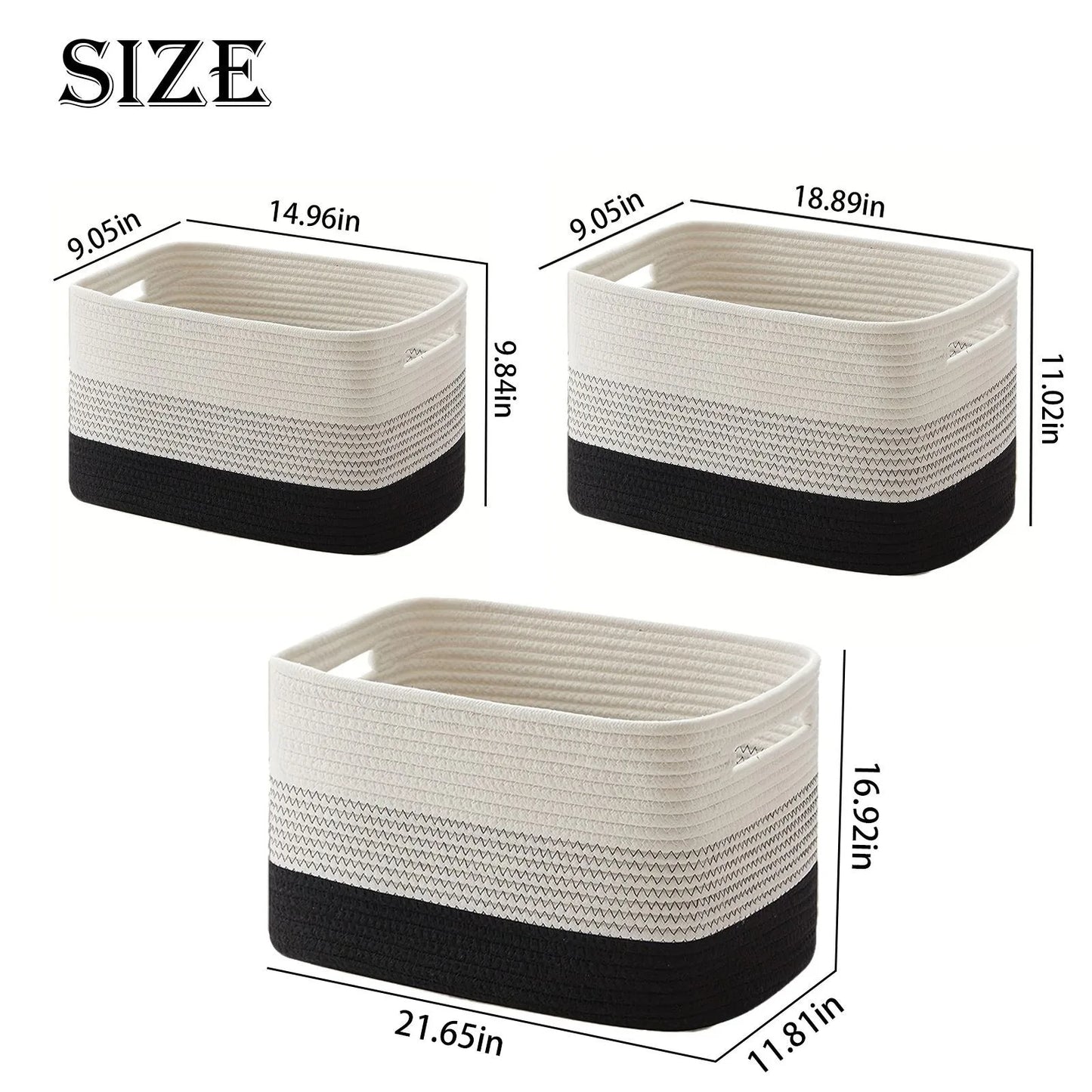Storage Basket for Shelves, Closet Cube Storage Bins Baskets for Clothes Blanket Towels, Baby Nursery, Toy Baskets Box, Woven Rope Basket