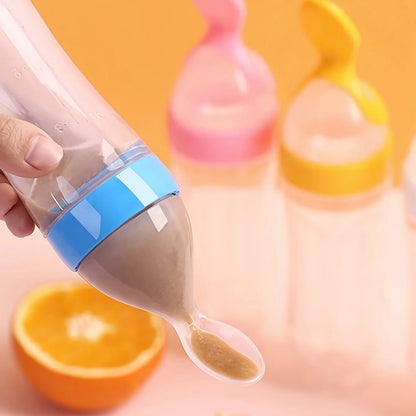 9pcs Baby Feeding Set: 1pc Silicone Squeeze Feeding Bottle With Spoon, 2pcs Fruit Feeder Pacifiers, 6pcs Mesh Pouches (2pcs S+2p