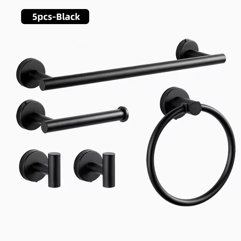 10pcs Bathroom Hardware Set, Including 16" Hand Towel Bars, Toilet Paper Holders, Towel Rings, Robe Towel Hooks