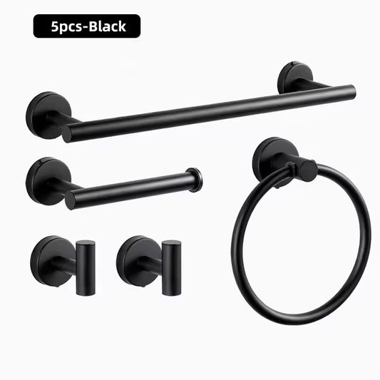 10pcs Bathroom Hardware Set, Including 16" Hand Towel Bars, Toilet Paper Holders, Towel Rings, Robe Towel Hooks