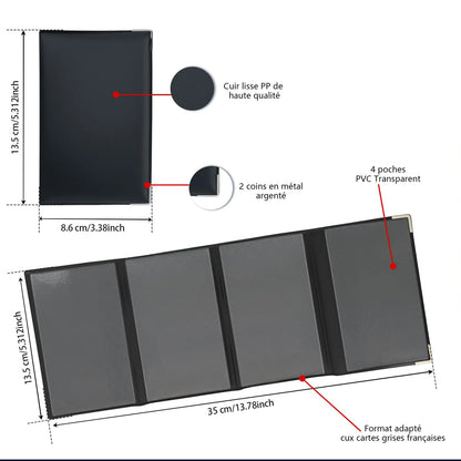 1/2pcs 4-fold grey card holder in imitation leather Vehicle document, insurance & licence holder – Elegant, compact and durable