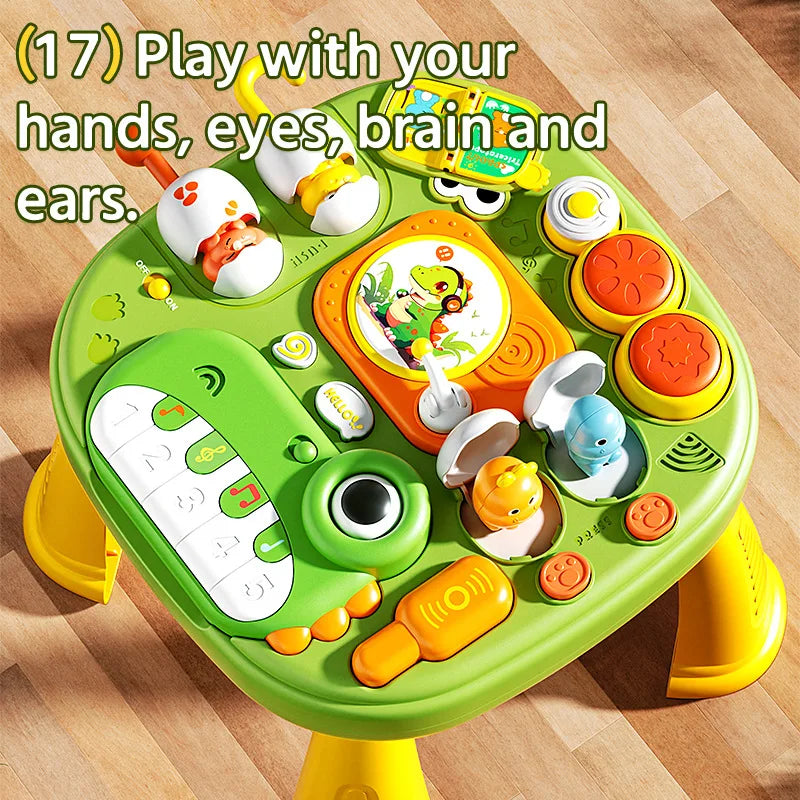Montessori Educational Activity Table Toy for Babies, Sensory Learning with Lights Music Sound, Early Development Toys for Kids