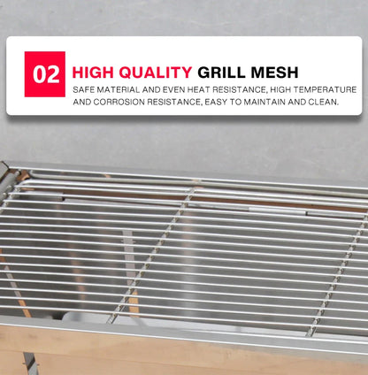 Stainless Steel Folding Barbecue Grill For Home And Outdoor Charcoal Kebabs Smokeless Portable Collapsible Barbecue