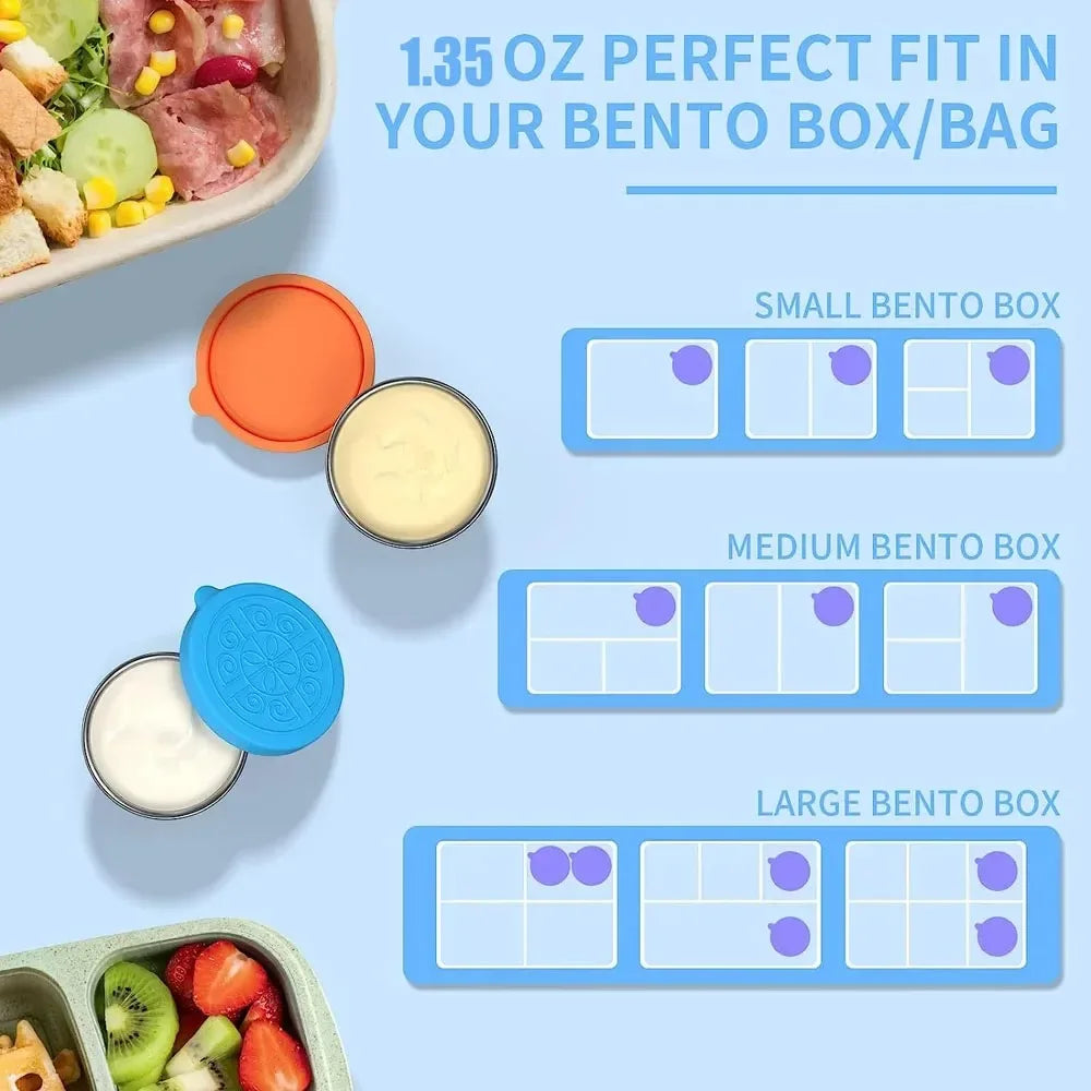 12pc 304 Stainless Steel Food Containers with Leakproof Lids - Dishwasher Safe Salad Dressing Cups for Meal Prep, Bento & Picnic