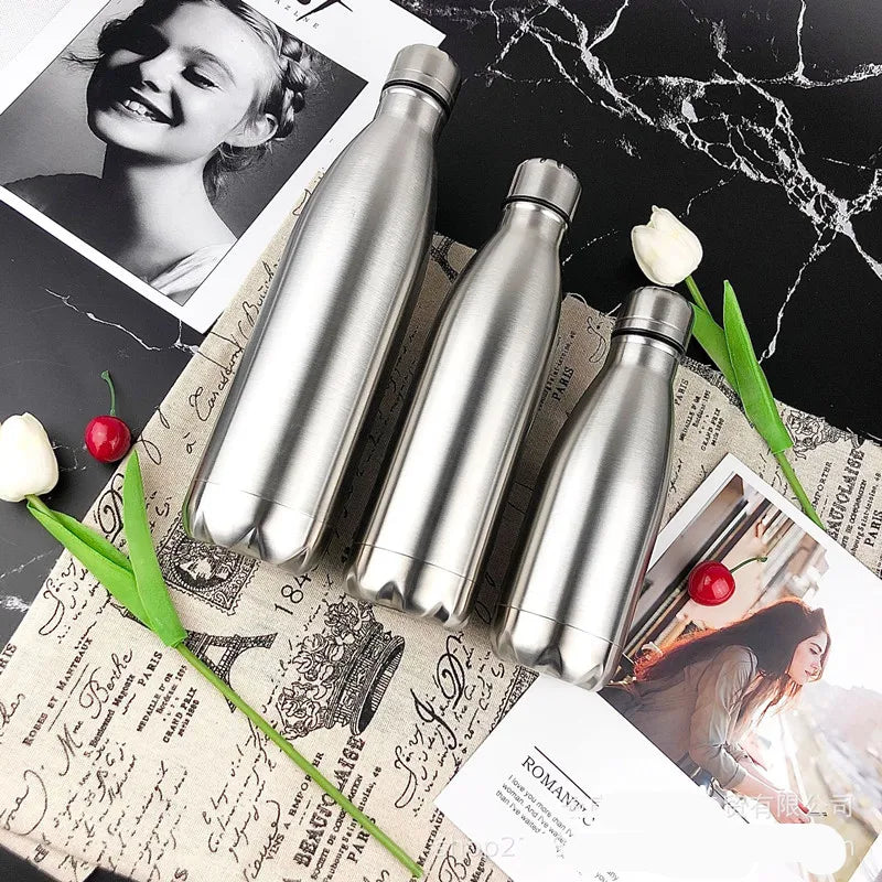 Stainless Steel Water Bottle 1 Liter Free Shipping Items, Drink Bottle for Sport Travel Cups, 500 750 1000ml Water Bottles