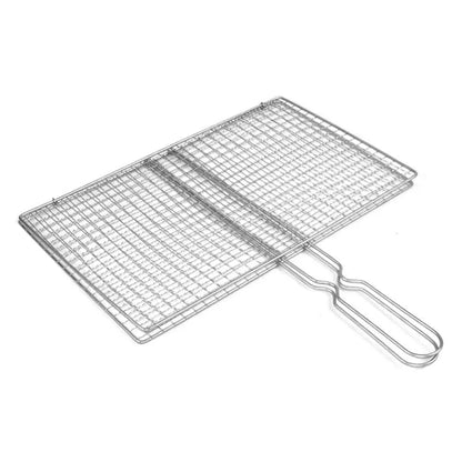 M/L Barbecue Grilling Basket Grill BBQ Net Steak Meat Fish Net Vegetable Silver Iron Mesh Clamp Barbecue Grilling Basket Grill