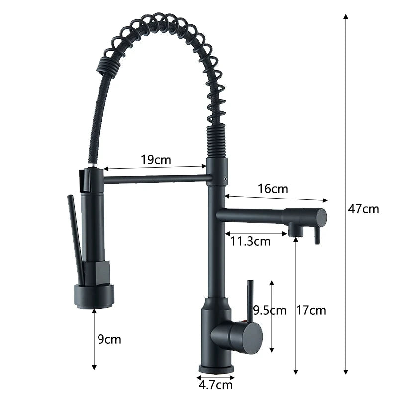 Kitchen Faucet with Pull Down Sprayer, Commercial Single Handle Stainless Steel Kitchen Faucets with Deck Plate