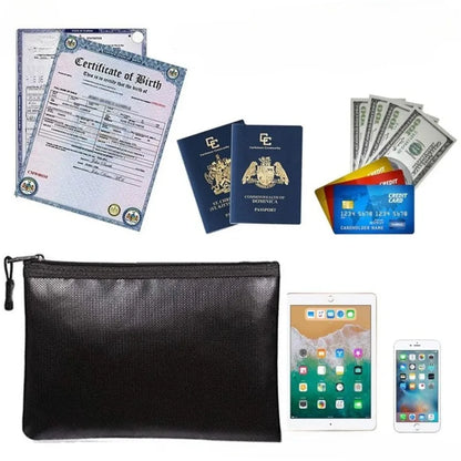 XL/L/M/S Fireproof Waterproof Document Bag Fire Safe Storage Pouch with Zipper Cash File Envelope Holder for H