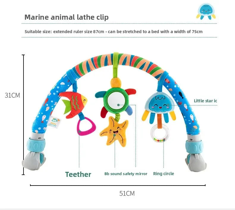 Infant Baby Stroller Arch Toy Play Bar Fun Newborns Sensory Activity Adjustable for Bouncers and Car Safe Seat Bed Hanging Toys