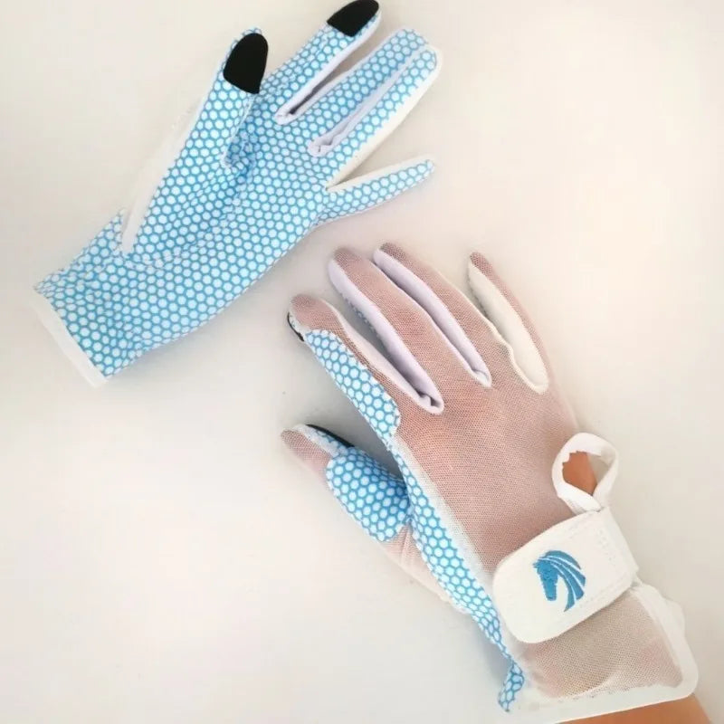 Summer Breathable Horse Riding Gloves lightweight Cozy Mesh Back Full Plam Silicone Grip Equestrian Gloves for Horseback Cycling