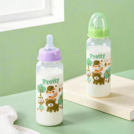 1PC Cute Animal Themed Baby Bottle Set with Food Grade Silicone Nipple Standard Caliber Anti-Drop Natural Touch for Infants