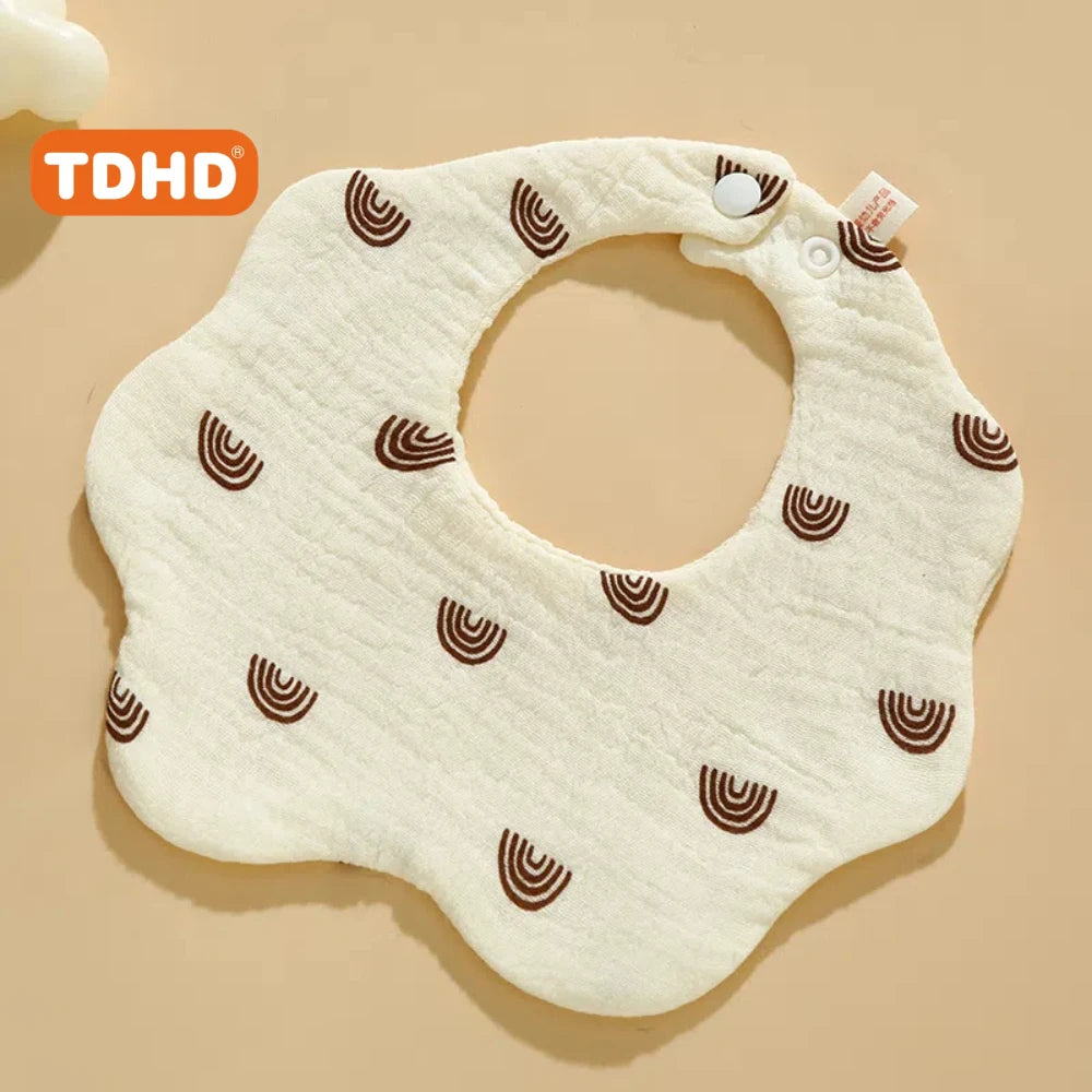 TDHD 3PCS Cotton Gauze Baby Feeding Bibs Summer Soft Petal Baby Printed Drooling Towel Newborn Toddler Baby Burp Cloth Children'