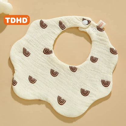 TDHD 3PCS Cotton Gauze Baby Feeding Bibs Summer Soft Petal Baby Printed Drooling Towel Newborn Toddler Baby Burp Cloth Children'